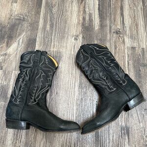Tony Lama Black Western Boots Mid-Calf Smooth Leather